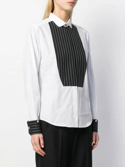 Dolce & Gabbana Paneled Pinstriped Cotton-poplin Shirt In White