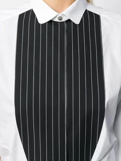 Dolce & Gabbana Paneled Pinstriped Cotton-poplin Shirt In White