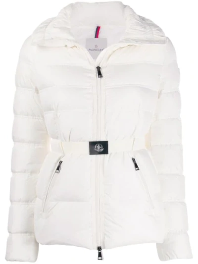 Shop Moncler Alouette Belted Puffer Jacket In White