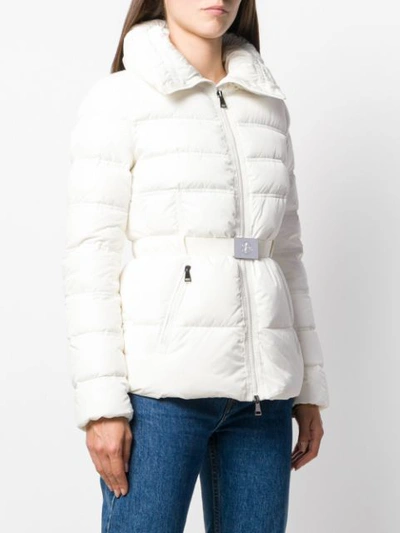 Shop Moncler Alouette Belted Puffer Jacket In White