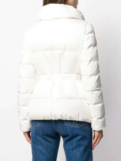 Shop Moncler Alouette Belted Puffer Jacket In White