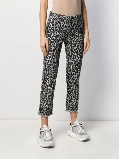 Shop Michael Michael Kors Cheetah Pattern Cropped Trousers In Grey