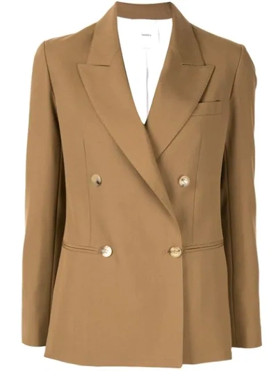 Shop Casasola Double Breasted Fitted Blazer In Brown