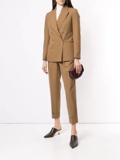 Shop Casasola Double Breasted Fitted Blazer In Brown