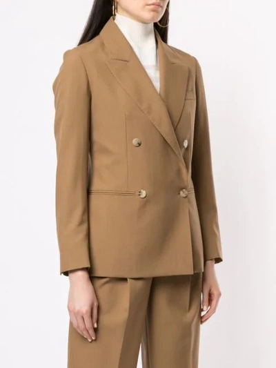 Shop Casasola Double Breasted Fitted Blazer In Brown
