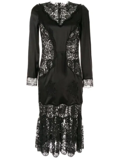 Shop Dolce & Gabbana Sheer Lace Panels Dress In Black