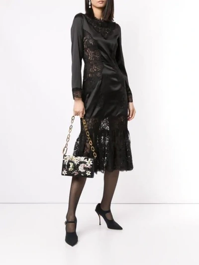 Shop Dolce & Gabbana Sheer Lace Panels Dress In Black