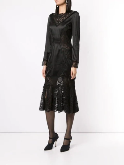 Shop Dolce & Gabbana Sheer Lace Panels Dress In Black