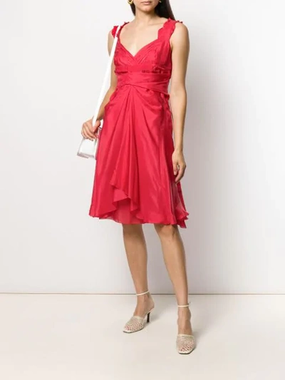 Pre-owned Celine  Sweetheart Neck Dress In Red