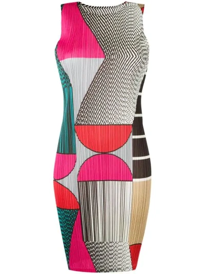 Shop Issey Miyake Pleats Please By  Colour Block Pleated Dress - Pink