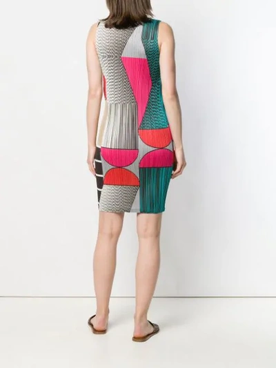 Shop Issey Miyake Pleats Please By  Colour Block Pleated Dress - Pink