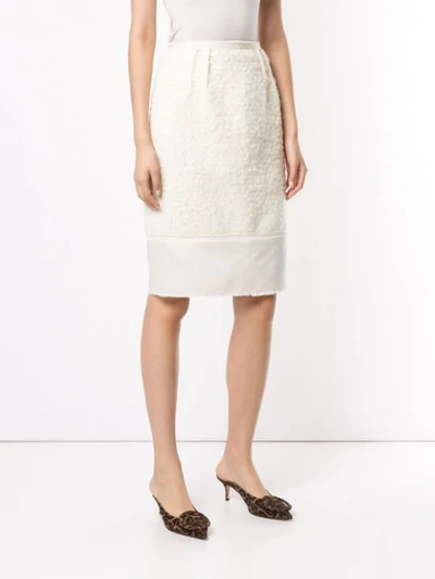 Shop N°21 Textured Midi Pencil Skirt In White