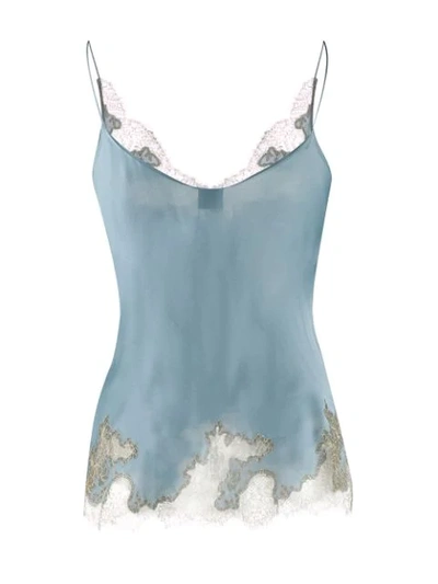 Shop Carine Gilson Sweetheart Neck Camisole In Blue
