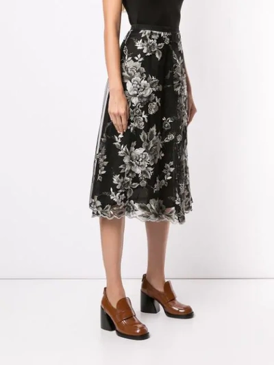 Shop Antonio Marras Floral-embroidered Skirt In Black