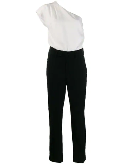 Shop Derek Lam 10 Crosby One Shoulder Embellished Jumpsuit In White