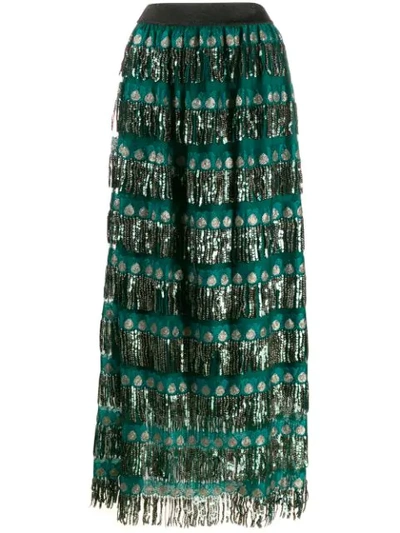 Shop Amuse Bead-embellished Maxi Skirt In Green