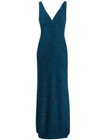 Shop Missoni Metallic Crochet-knit Dress In Blue