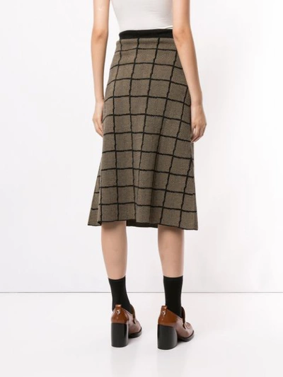 Shop Antonio Marras Checked Midi Skirt In Brown