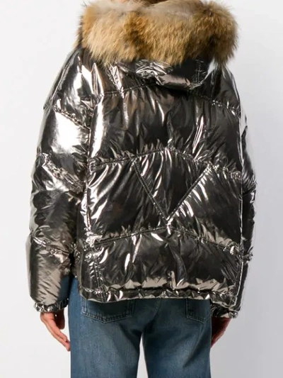 Shop As65 Faux Fur Lined Padded Jacket In Silver