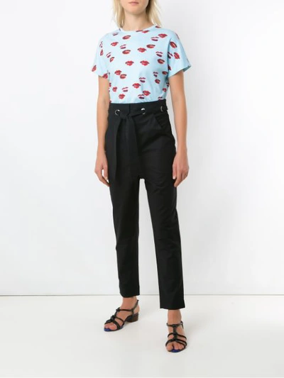 Shop Andrea Marques Lips Print Short-sleeved Bodysuit In Blue