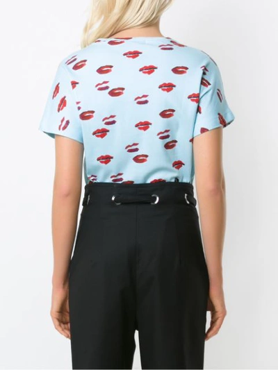 Shop Andrea Marques Lips Print Short-sleeved Bodysuit In Blue