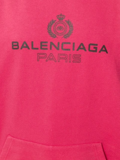 Shop Balenciaga Logo Hoodie In Red