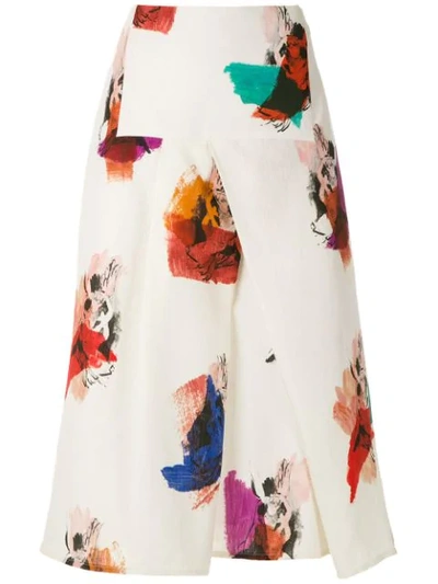 Shop Andrea Marques Panelled Midi Skirt In White