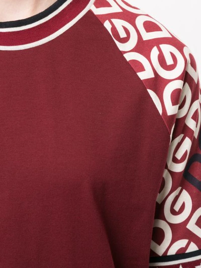 Shop Dolce & Gabbana Logo-print Sleeves T-shirt In Red