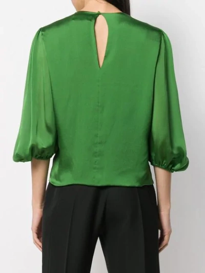 Shop Alexandre Vauthier Bell Sleeve Boxy Blouse In Green