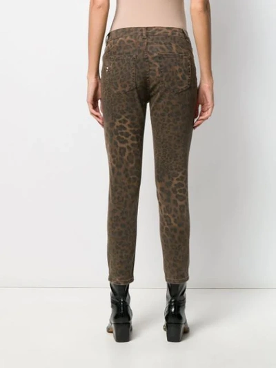 Shop Twinset Leopard Print Cropped Trousers In Neutrals