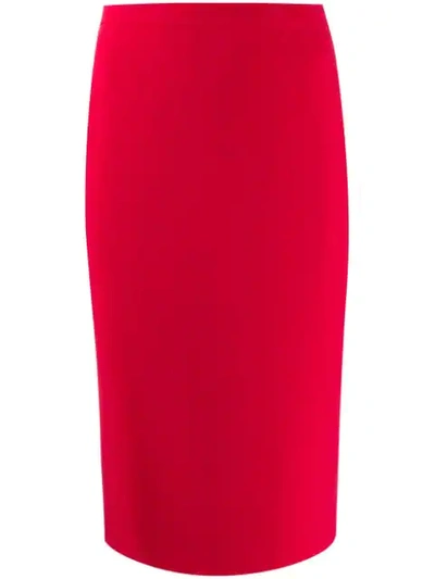 Shop Loulou Midi Pencil Skirt In Red