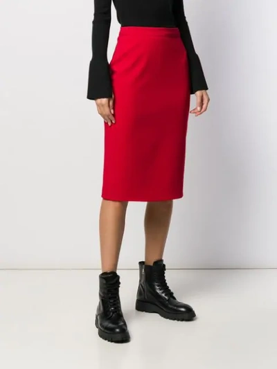 Shop Loulou Midi Pencil Skirt In Red