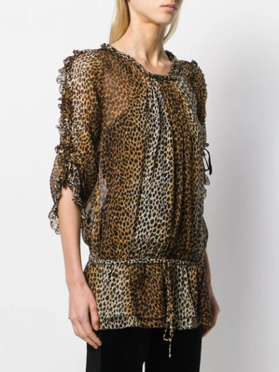 Pre-owned Dolce & Gabbana 1990s Leopard Print Blouse In Brown