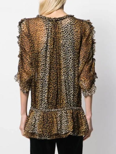 Pre-owned Dolce & Gabbana 1990s Leopard Print Blouse In Brown