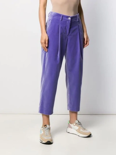 Shop Jejia Cropped Velvet Trousers In Purple