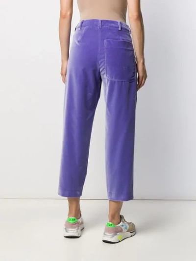Shop Jejia Cropped Velvet Trousers In Purple