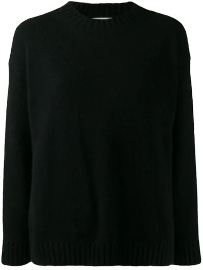 Shop Laneus Knitted Crew-neck Jumper In Black