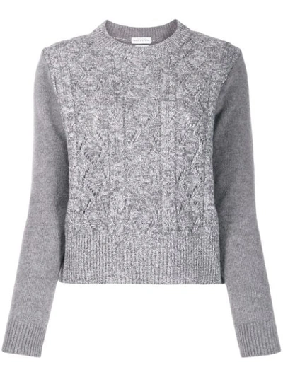 Shop Ballantyne Metallic-trim Chunky Knit Sweater In Grey