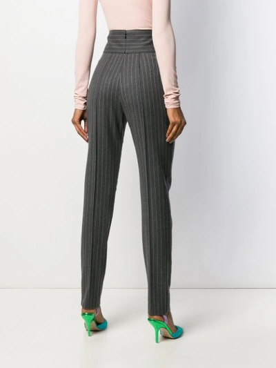 Shop Alexandre Vauthier Pinstripe High-waisted Trousers - Grey