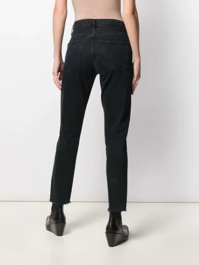 Shop Agolde Raw Hem Cropped Jeans In Black
