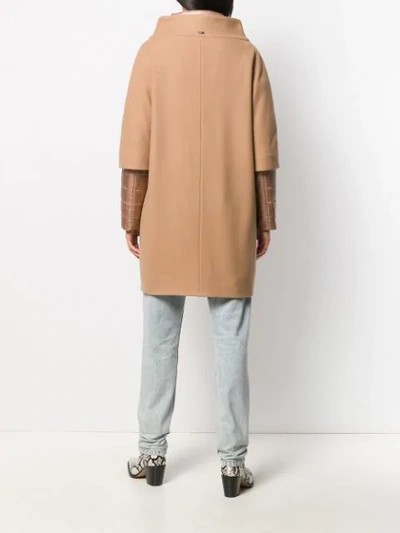 Shop Herno Layered Down Coat In Brown