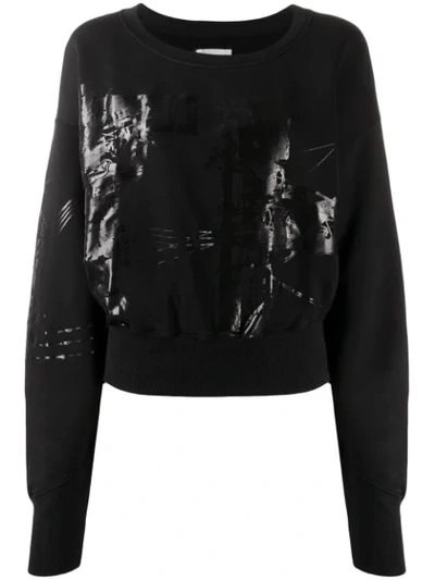 Shop Faith Connexion Printed Cropped Sweatshirt In Black