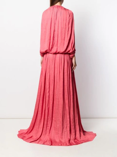 Shop Ann Demeulemeester Flared Pleated Maxi Dress In Pink