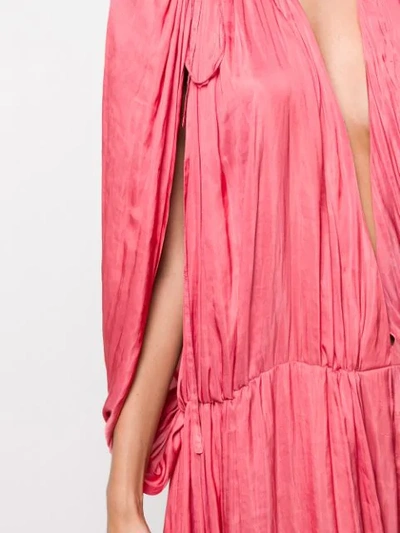 Shop Ann Demeulemeester Flared Pleated Maxi Dress In Pink