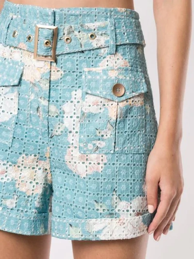 We Are Kindred Lulu Printed Broderie Anglaise Shorts In Teal Posey
