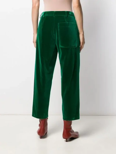 Shop Jejia Cropped Corduroy Trousers In Green