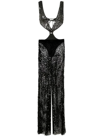 Shop Amir Slama Sequinned Wide Leg Trousers In Black