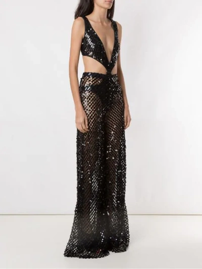 Shop Amir Slama Sequinned Wide Leg Trousers In Black