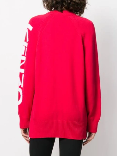 Shop Kenzo Logo Cardigan In Red