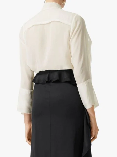 Shop Burberry Ruffled Pussy-bow Blouse In White